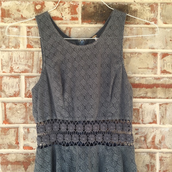 Free People Daisy Waist Gray Crochet Panel Dress 4 - Picture 6 of 7